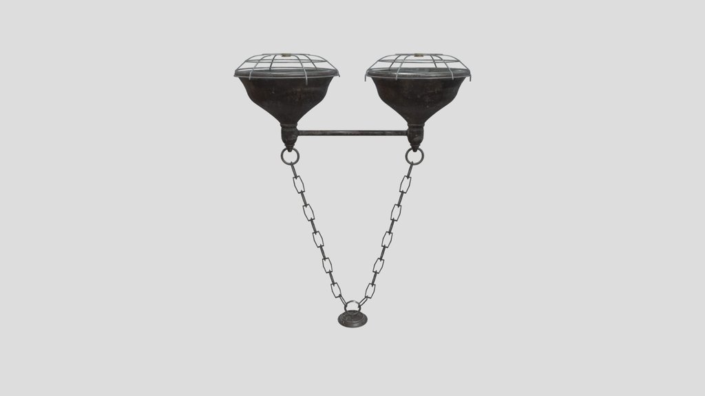 Old Industrial Pendant Light Duo