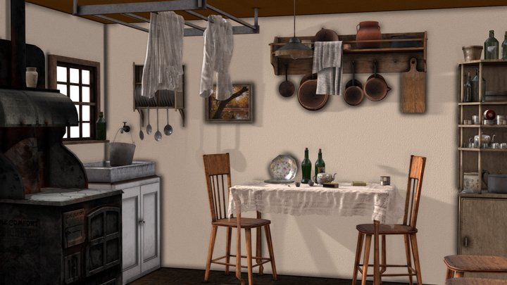 Victorian kitchen set 3D Model