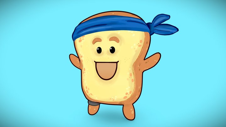 Happy Crust - Dry Bread Character 3D Model