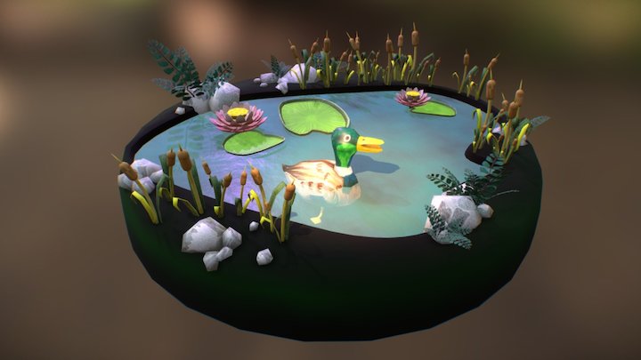 Duck in a pond - Déjeuner sur l'herbe 3D Model