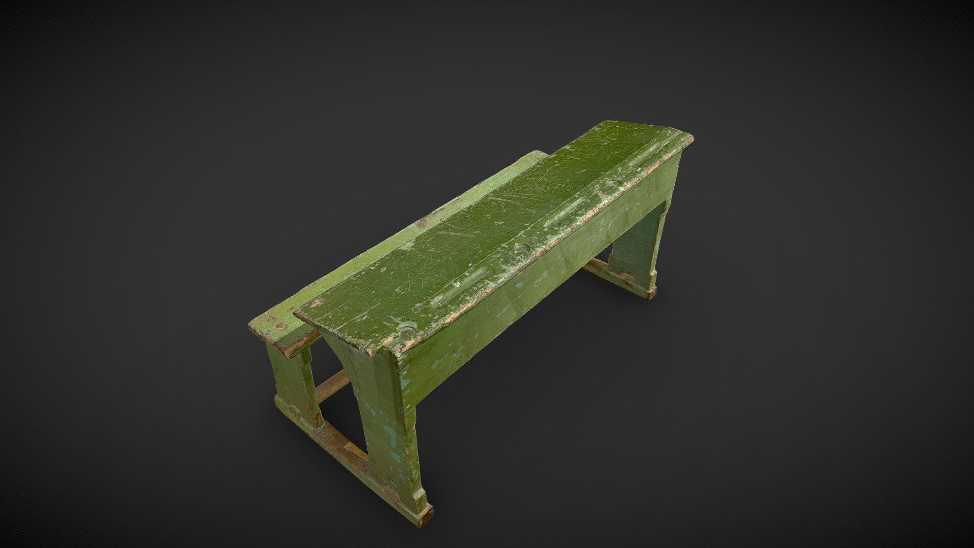 Bancă școlară pentru trei elevi — Sketchfab embed 3D viewer