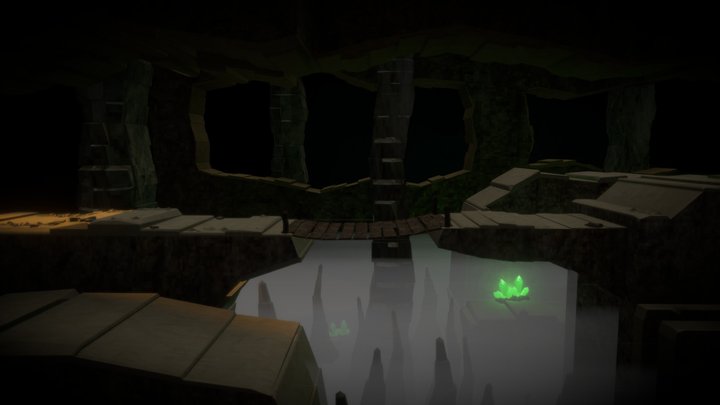 Concept Low Poly Cave Scene 3D Model