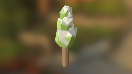 Low Poly Tree Snowy 3D Model