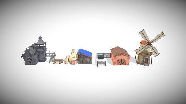 набор зданий 3D Model
