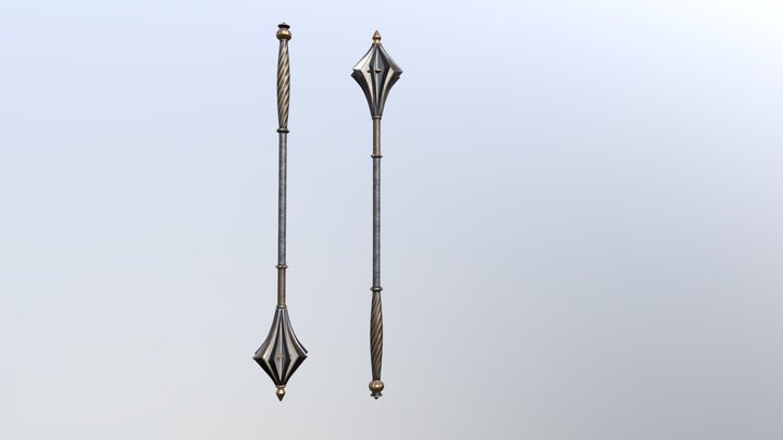 Medieval Templar Knight Flanged Mace 3D Model