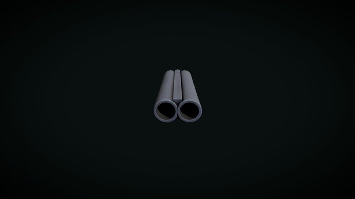 "Two-BaM" Stylized Double Barrel shotgun 3D Model