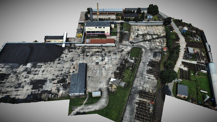 Boiler house, open storage of coal and materials 3D Model