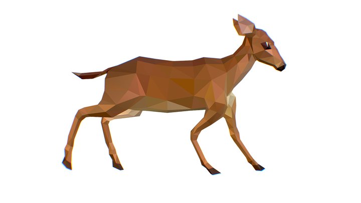 Animated Deer Lowpoly Art Style 3D Model
