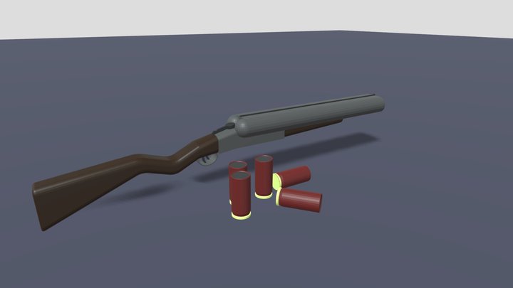 Sawed-Off Shotgun - Low Poly 3D Model