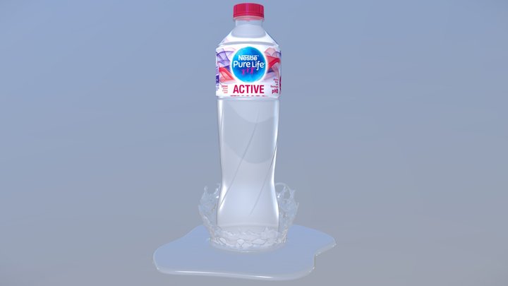 Bottle With Splash 3D Model