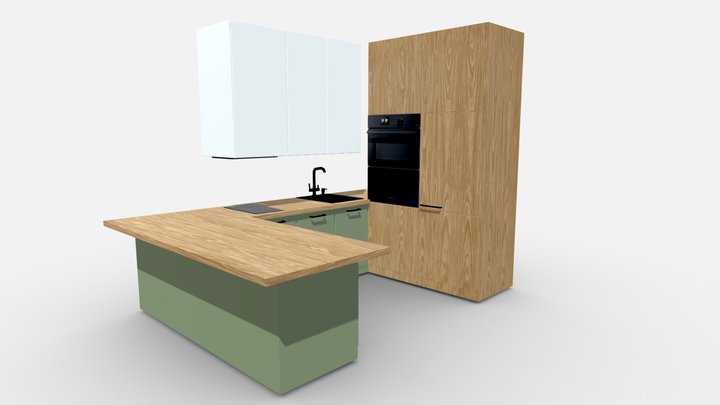 Modern Scandinavian kitchen set 3D Model