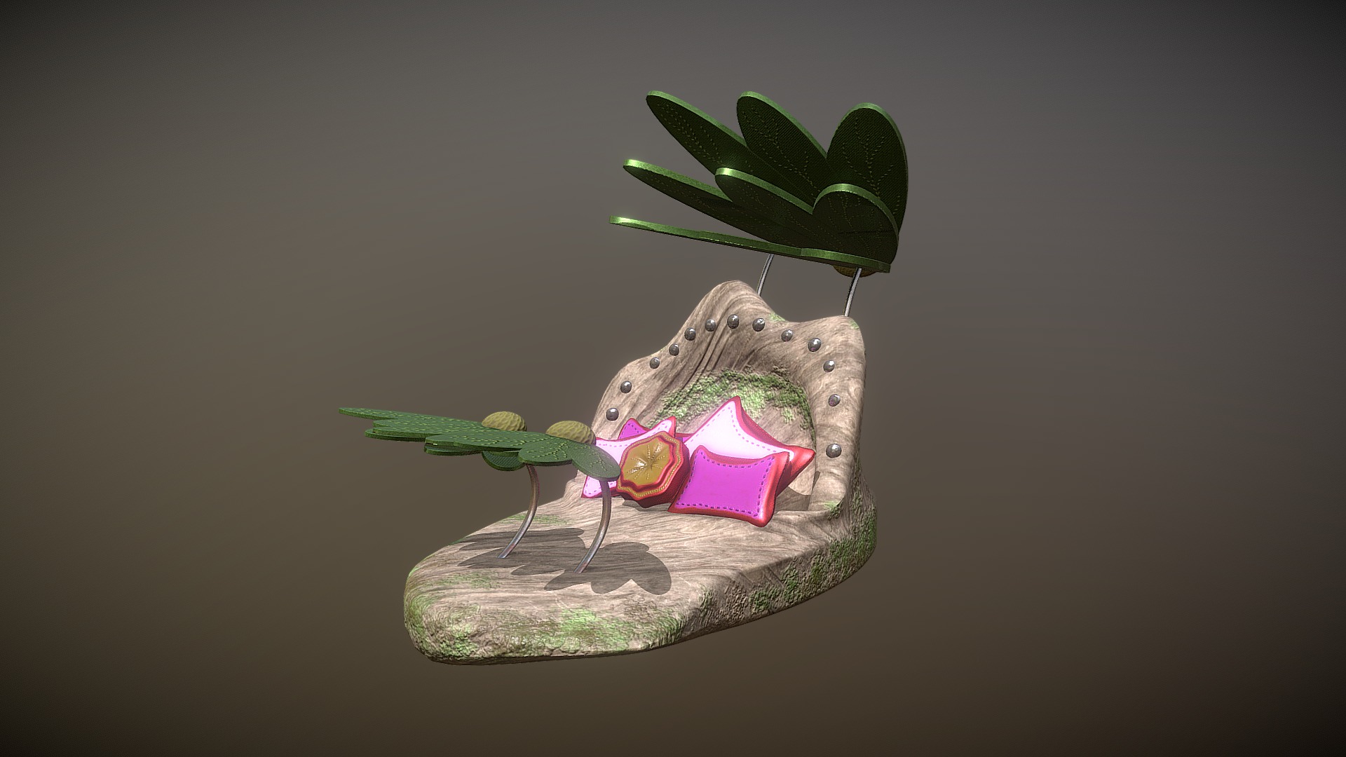 3D model Fauna Bed - This is a 3D model of the Fauna Bed. The 3D model is about a frog on a frog statue.