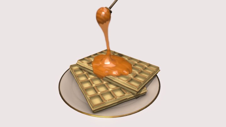 Honey with waffles 3D Model