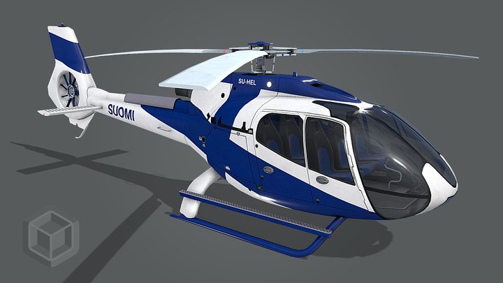 Low Poly Airbus H130 - Suomi Livery 28 3D Model