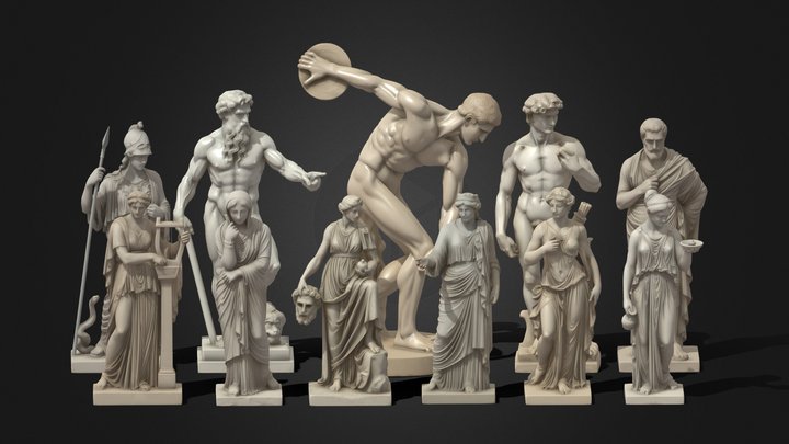 Famous Greek Statues Pack 3D Model