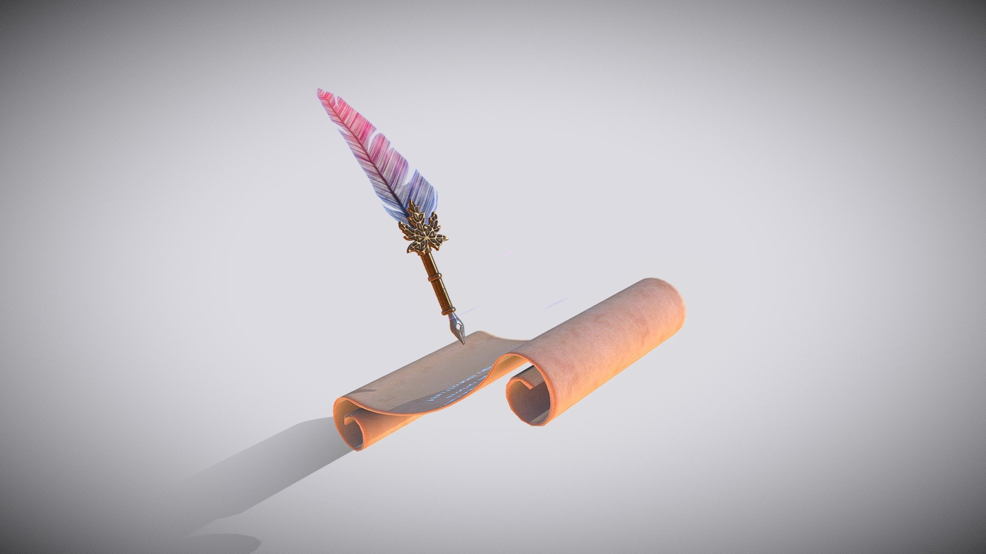 Magic scroll and pen with feather