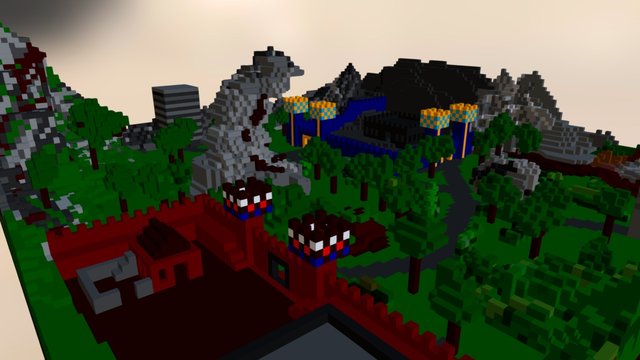 Voxel Castle Map 3D Model