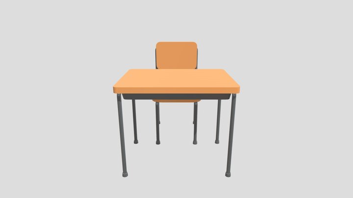 Low Poly Chair and Table 3D Model