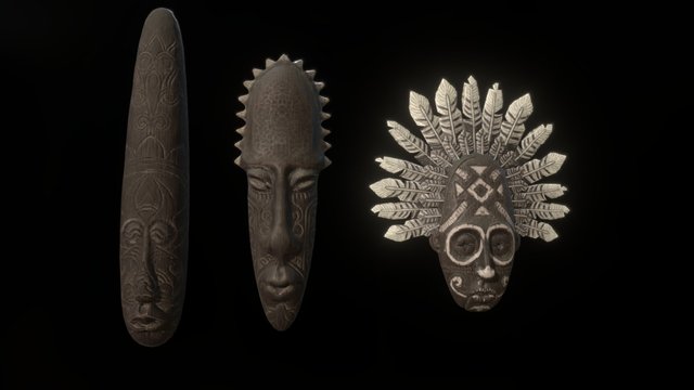 Wooden Masks 3D Model