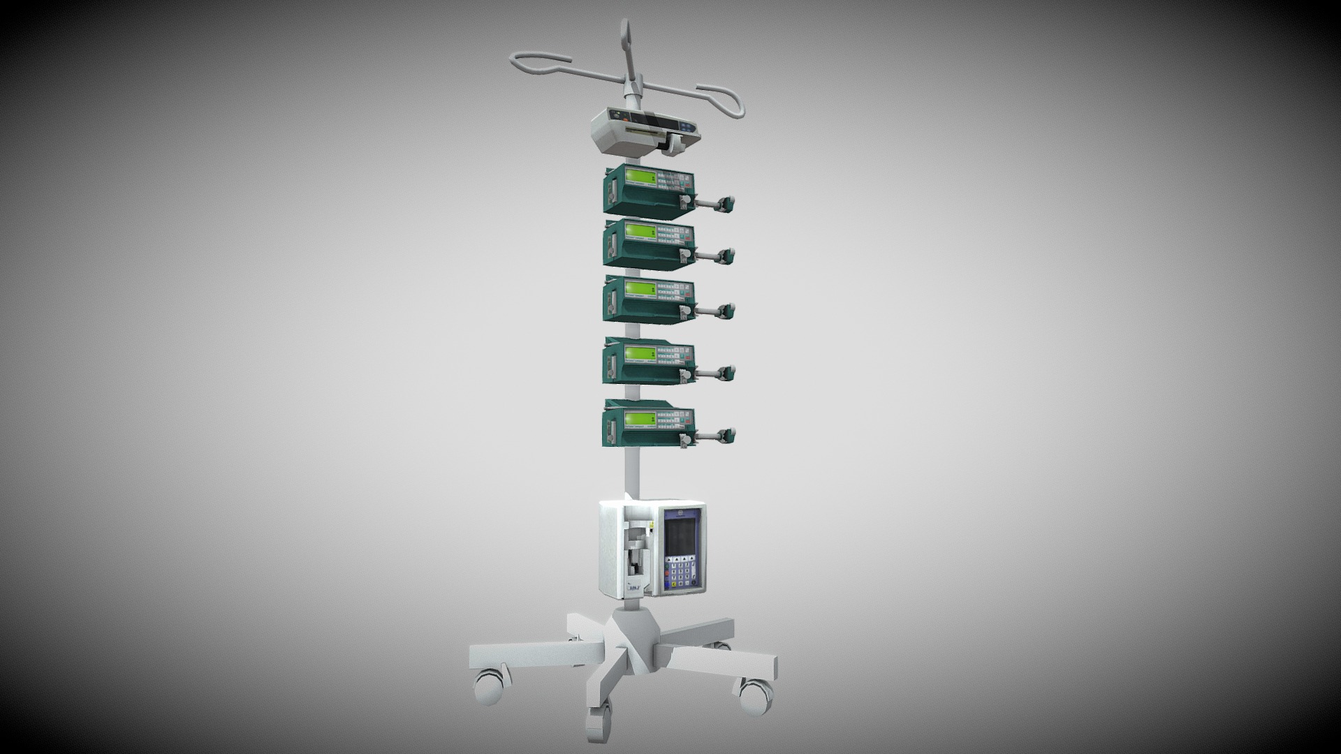 3D model Monitoring devices in the PICU Low-poly 3D model - This is a 3D model of the Monitoring devices in the PICU Low-poly 3D model. The 3D model is about a drone flying in the air.