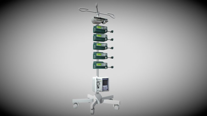 Monitoring devices in the PICU Low-poly 3D model 3D Model