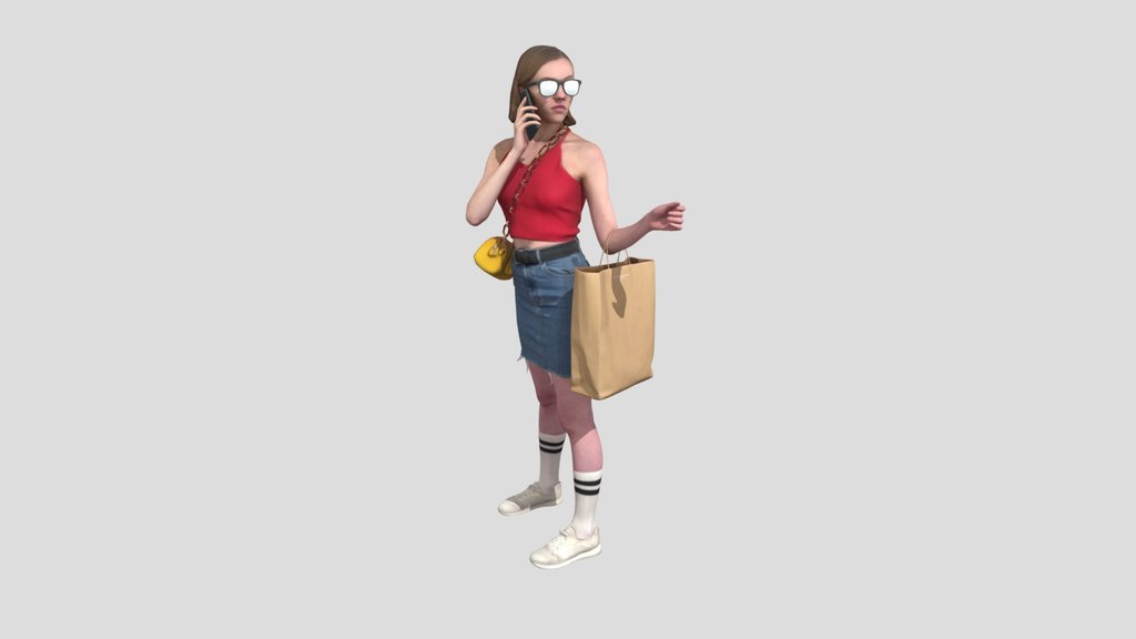 Shopaholic Woman Holding Bag