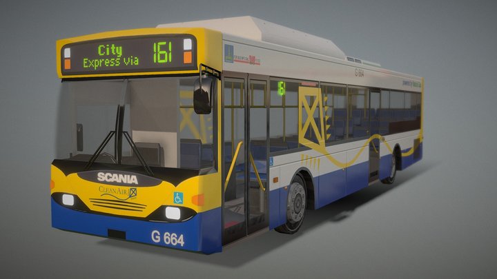 Brisbane City Scania L94UB Bus (RHD) 3D Model