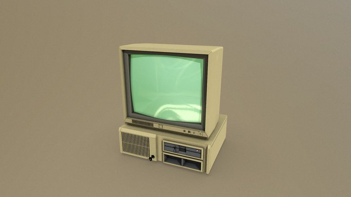 Old Retro Computer Asset - IBM 1981 Style 3D Model
