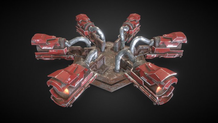 SciFi Cannon Assembly Boss Modular Steampunk 3D Model
