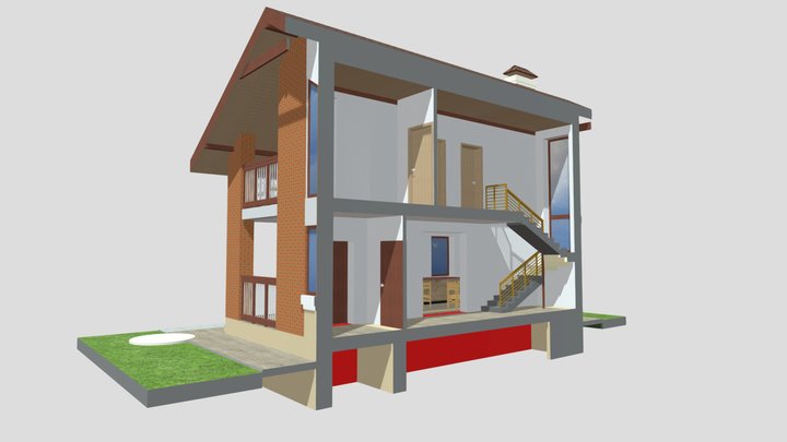 Розріз 2-2 Дзеркально Садовий буд - Пролісок 3D Model