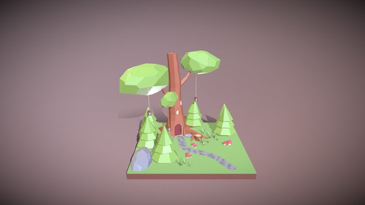 Fantasy Tree House Diorama 3D Model