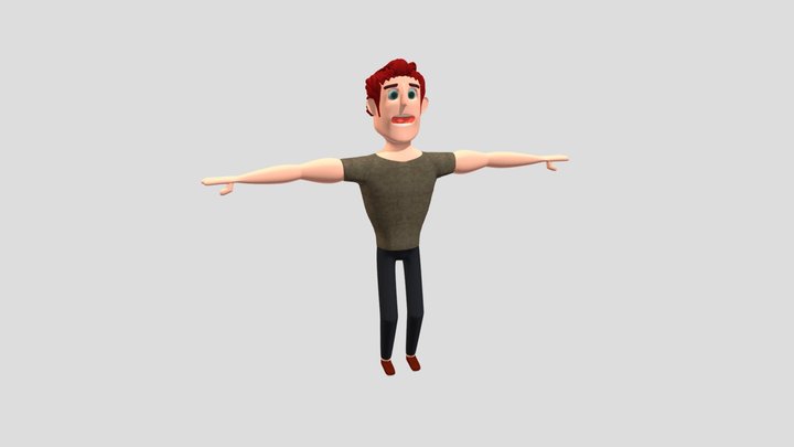 Cartoon character with red hair 3D Model