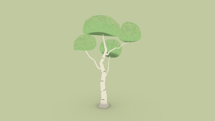 Green Birch Tree 3D Model