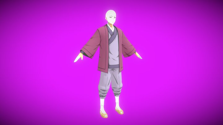 Budhist anime character 3D Model