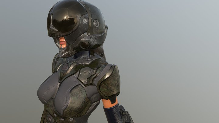 Woman Soldier 3D Model
