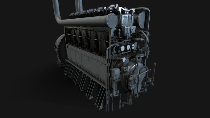 WW2 U-Boat Diesel Engine 3D Model