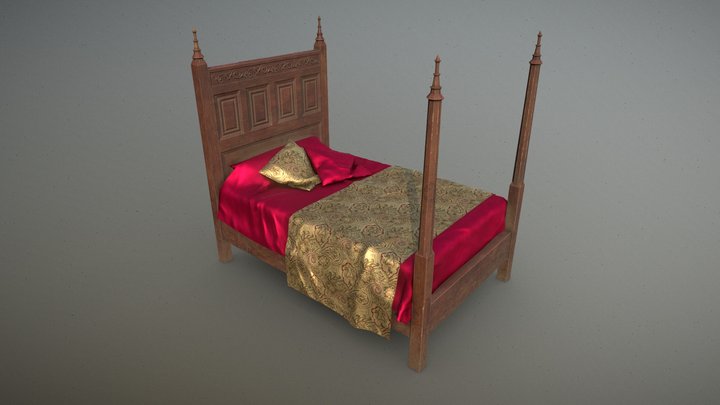 Medieval bed 3D Model