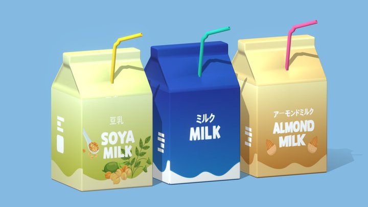 FREE_Milk Alternative Packages Drink 3D Model