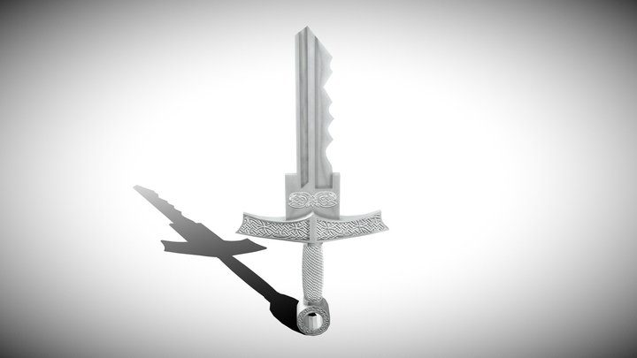 Key in shape of sword (low poly) 3D Model
