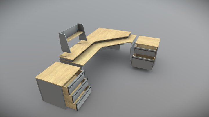 Modular 80's-inspired IKEA-looking Desk 3D Model