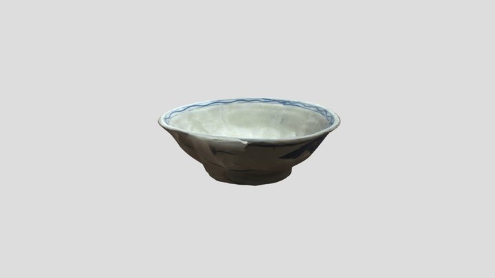 青花菊闊邊豬肉碗 3D Model