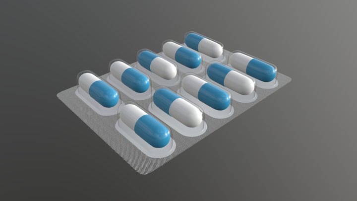 Pills in blister 01 3D Model