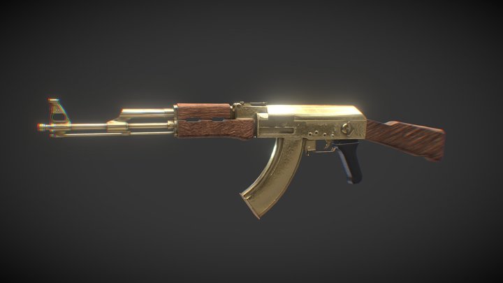 [FREE] AK47 GOLD 3D Model