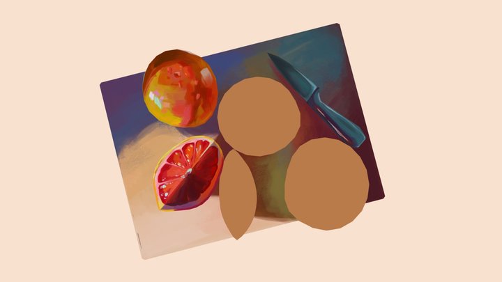 Handpainted Grapefruit - WIP 3D Model
