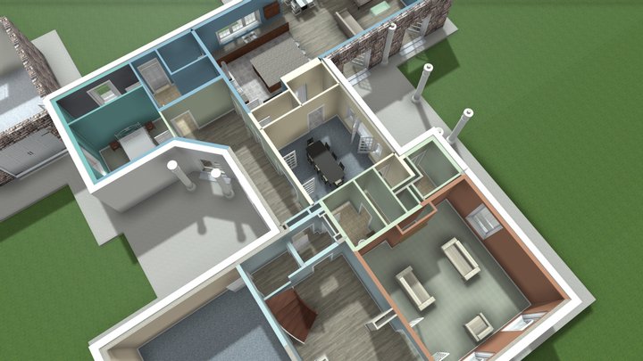 Drumagelvin House Ground floor Plan 3D Model
