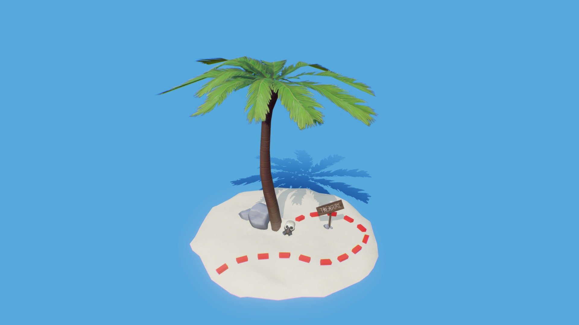 Handpainted desert model indicating treasure