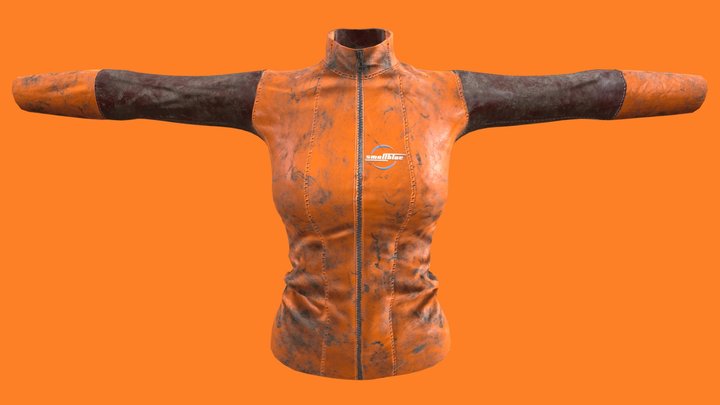 Black Leather Jacket Old 3D Model