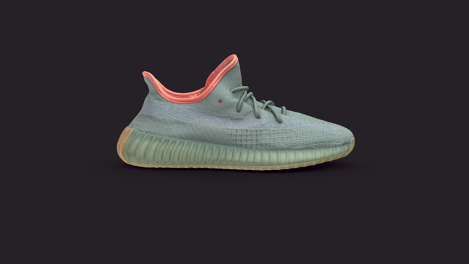 3D model Adidas Yeezy Boost 350 V2 Desert Sage - This is a 3D model of the Adidas Yeezy Boost 350 V2 Desert Sage. The 3D model is about a shoe on a green surface.