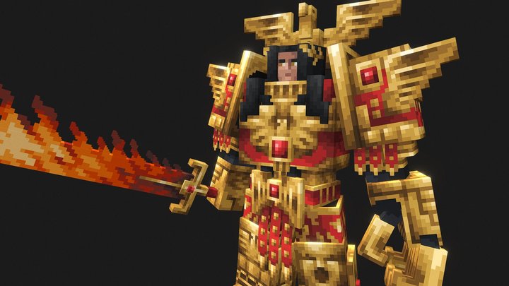 Golden knight minecraft model 3D Model
