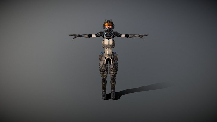 Soldier girl 3D Model